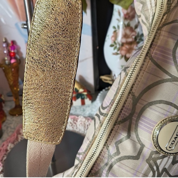 Coach Beige, Gold and Purple Hobo Bag - Picture 7 of 9